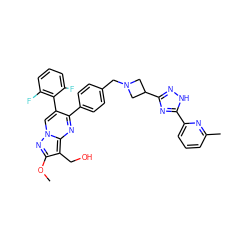 COc1nn2cc(-c3c(F)cccc3F)c(-c3ccc(CN4CC(c5n[nH]c(-c6cccc(C)n6)n5)C4)cc3)nc2c1CO ZINC000261086074