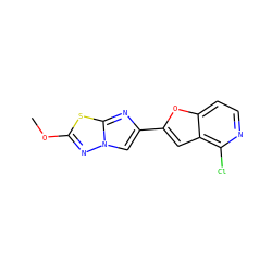 COc1nn2cc(-c3cc4c(Cl)nccc4o3)nc2s1 ZINC000205922504