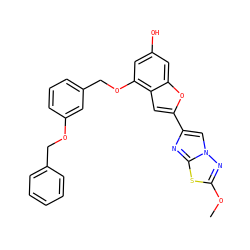 COc1nn2cc(-c3cc4c(OCc5cccc(OCc6ccccc6)c5)cc(O)cc4o3)nc2s1 ZINC000143849967