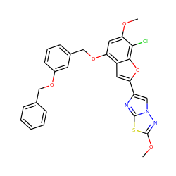 COc1nn2cc(-c3cc4c(OCc5cccc(OCc6ccccc6)c5)cc(OC)c(Cl)c4o3)nc2s1 ZINC000205937134