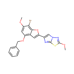 COc1nn2cc(-c3cc4c(OCc5ccccc5)cc(OC)c(Br)c4o3)nc2s1 ZINC000205926653