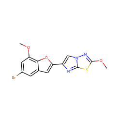 COc1nn2cc(-c3cc4cc(Br)cc(OC)c4o3)nc2s1 ZINC000653666708