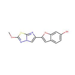 COc1nn2cc(-c3cc4ccc(O)cc4o3)nc2s1 ZINC000653679736