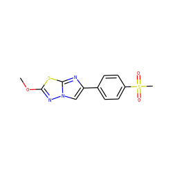 COc1nn2cc(-c3ccc(S(C)(=O)=O)cc3)nc2s1 ZINC001772648094