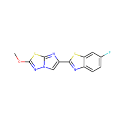 COc1nn2cc(-c3nc4ccc(F)cc4s3)nc2s1 ZINC000143888106