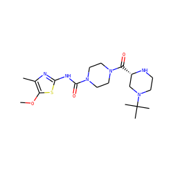 COc1sc(NC(=O)N2CCN(C(=O)[C@H]3CN(C(C)(C)C)CCN3)CC2)nc1C ZINC000653687539