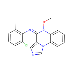 COn1c(=Nc2c(C)cccc2Cl)c2cncn2c2ccccc21 ZINC000377819846