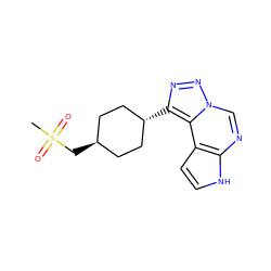 CS(=O)(=O)C[C@H]1CC[C@H](c2nnn3cnc4[nH]ccc4c23)CC1 ZINC001772603375