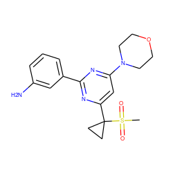 CS(=O)(=O)C1(c2cc(N3CCOCC3)nc(-c3cccc(N)c3)n2)CC1 ZINC000095580705