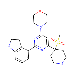 CS(=O)(=O)C1(c2cc(N3CCOCC3)nc(-c3cccc4[nH]ccc34)n2)CCNCC1 ZINC000095581215