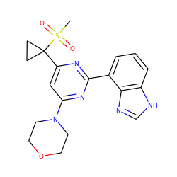 CS(=O)(=O)C1(c2cc(N3CCOCC3)nc(-c3cccc4[nH]cnc34)n2)CC1 ZINC000095580935