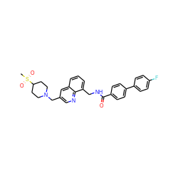 CS(=O)(=O)C1CCN(Cc2cnc3c(CNC(=O)c4ccc(-c5ccc(F)cc5)cc4)cccc3c2)CC1 ZINC000036351710