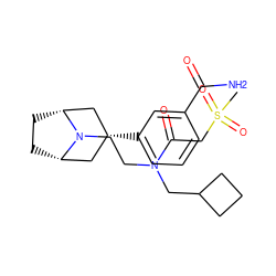 CS(=O)(=O)CC(=O)N(CCN1[C@H]2CC[C@@H]1C[C@H](c1cccc(C(N)=O)c1)C2)CC1CCC1 ZINC000167925924