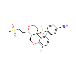 CS(=O)(=O)CC[C@@H]1OCC[C@@]2(S(=O)(=O)c3ccc(C#N)cc3)c3c(F)ccc(F)c3OC[C@@H]12 ZINC000095595877