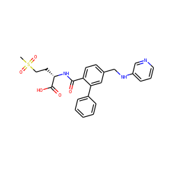 CS(=O)(=O)CC[C@H](NC(=O)c1ccc(CNc2cccnc2)cc1-c1ccccc1)C(=O)O ZINC000013781633