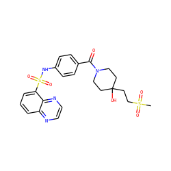 CS(=O)(=O)CCC1(O)CCN(C(=O)c2ccc(NS(=O)(=O)c3cccc4nccnc34)cc2)CC1 ZINC000220521557