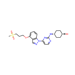 CS(=O)(=O)CCCOc1cccc2c1cnn2-c1ccnc(N[C@H]2CC[C@H](O)CC2)n1 ZINC000253647195