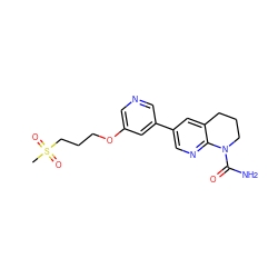 CS(=O)(=O)CCCOc1cncc(-c2cnc3c(c2)CCCN3C(N)=O)c1 ZINC001772653140