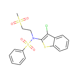 CS(=O)(=O)CCN(c1sc2ccccc2c1Cl)S(=O)(=O)c1ccccc1 ZINC000115232510