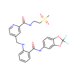 CS(=O)(=O)CCNC(=O)c1cc(CNc2ccccc2C(=O)Nc2ccc3c(c2)OC(F)(F)O3)ccn1 ZINC000028951758