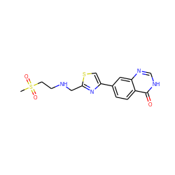 CS(=O)(=O)CCNCc1nc(-c2ccc3c(=O)[nH]cnc3c2)cs1 ZINC000045191425