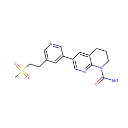 CS(=O)(=O)CCc1cncc(-c2cnc3c(c2)CCCN3C(N)=O)c1 ZINC000221403549