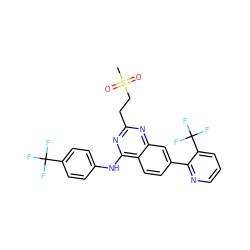 CS(=O)(=O)CCc1nc(Nc2ccc(C(F)(F)F)cc2)c2ccc(-c3ncccc3C(F)(F)F)cc2n1 ZINC000044386590