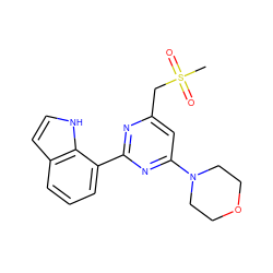 CS(=O)(=O)Cc1cc(N2CCOCC2)nc(-c2cccc3cc[nH]c23)n1 ZINC000095583914