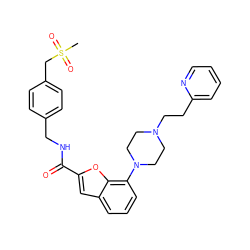 CS(=O)(=O)Cc1ccc(CNC(=O)c2cc3cccc(N4CCN(CCc5ccccn5)CC4)c3o2)cc1 ZINC000114868218