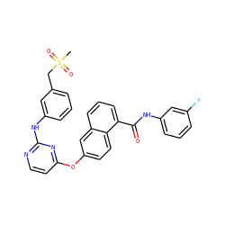 CS(=O)(=O)Cc1cccc(Nc2nccc(Oc3ccc4c(C(=O)Nc5cccc(F)c5)cccc4c3)n2)c1 ZINC000653803606