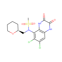 CS(=O)(=O)N(C[C@@H]1CCCCO1)c1c(Cl)c(Cl)cc2[nH]c(=O)c(=O)[nH]c12 ZINC000028954096