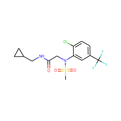 CS(=O)(=O)N(CC(=O)NCC1CC1)c1cc(C(F)(F)F)ccc1Cl ZINC000095562487