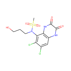 CS(=O)(=O)N(CCCO)c1c(Cl)c(Cl)cc2[nH]c(=O)c(=O)[nH]c12 ZINC000028954083