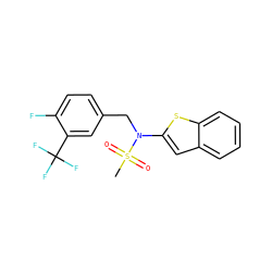 CS(=O)(=O)N(Cc1ccc(F)c(C(F)(F)F)c1)c1cc2ccccc2s1 ZINC000115232122