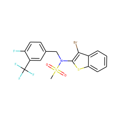 CS(=O)(=O)N(Cc1ccc(F)c(C(F)(F)F)c1)c1sc2ccccc2c1Br ZINC000115230710