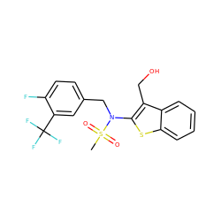 CS(=O)(=O)N(Cc1ccc(F)c(C(F)(F)F)c1)c1sc2ccccc2c1CO ZINC000115231456