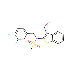 CS(=O)(=O)N(Cc1ccc(F)c(F)c1)c1sc2ccccc2c1CO ZINC000115230311