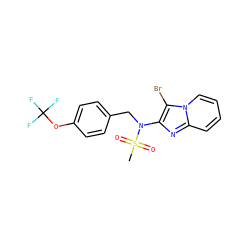 CS(=O)(=O)N(Cc1ccc(OC(F)(F)F)cc1)c1nc2ccccn2c1Br ZINC000167635718