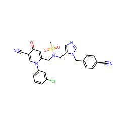 CS(=O)(=O)N(Cc1cncn1Cc1ccc(C#N)cc1)Cc1cc(=O)c(C#N)cn1-c1cccc(Cl)c1 ZINC000028385943