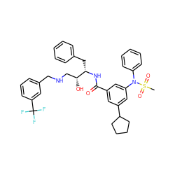 CS(=O)(=O)N(c1ccccc1)c1cc(C(=O)N[C@@H](Cc2ccccc2)[C@H](O)CNCc2cccc(C(F)(F)F)c2)cc(C2CCCC2)c1 ZINC000003987498