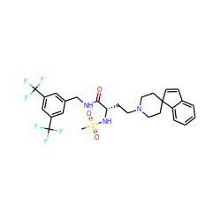 CS(=O)(=O)N[C@@H](CCN1CCC2(C=Cc3ccccc32)CC1)C(=O)NCc1cc(C(F)(F)F)cc(C(F)(F)F)c1 ZINC000003949916