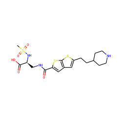 CS(=O)(=O)N[C@@H](CNC(=O)c1cc2cc(CCC3CCNCC3)sc2s1)C(=O)O ZINC000013798410