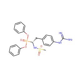 CS(=O)(=O)N[C@@H](Cc1ccc(NC(=N)N)cc1)P(=O)(Oc1ccccc1)Oc1ccccc1 ZINC000028869481