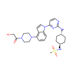 CS(=O)(=O)N[C@H]1CC[C@H](Nc2nccc(-n3ccc4c(N5CCN(C(=O)CO)CC5)cccc43)n2)CC1 ZINC000261142133