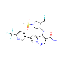 CS(=O)(=O)N1C[C@H](CF)[C@H](Nc2c(C(N)=O)cnn3cc(-c4ccc(C(F)(F)F)nc4)cc23)C1 ZINC000261154256