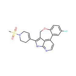 CS(=O)(=O)N1CC=C(c2[nH]c3nccc4c3c2COc2ccc(F)cc2-4)CC1 ZINC001772641286