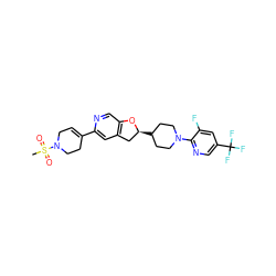 CS(=O)(=O)N1CC=C(c2cc3c(cn2)O[C@@H](C2CCN(c4ncc(C(F)(F)F)cc4F)CC2)C3)CC1 ZINC000095559440