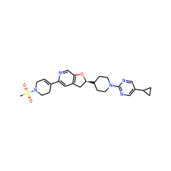 CS(=O)(=O)N1CC=C(c2cc3c(cn2)O[C@@H](C2CCN(c4ncc(C5CC5)cn4)CC2)C3)CC1 ZINC000095563264