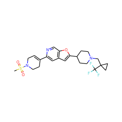 CS(=O)(=O)N1CC=C(c2cc3cc(C4CCN(CC5(C(F)(F)F)CC5)CC4)oc3cn2)CC1 ZINC000215832714