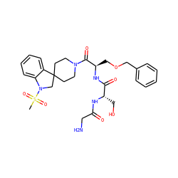 CS(=O)(=O)N1CC2(CCN(C(=O)[C@@H](COCc3ccccc3)NC(=O)[C@H](CO)NC(=O)CN)CC2)c2ccccc21 ZINC000029560033